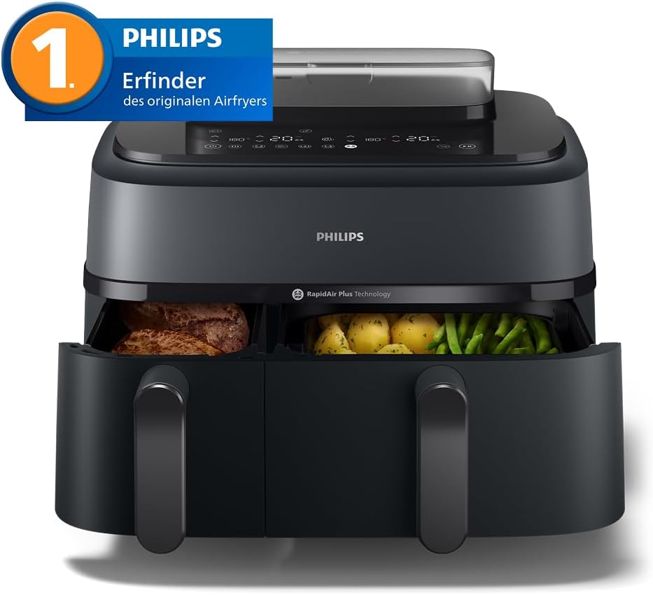 Thumbnail 1 de Philips Airfryer 5000 Series Dual Basket: SteamFry trifft RapidAir Plus für zwei Gerichte gleichzeitig