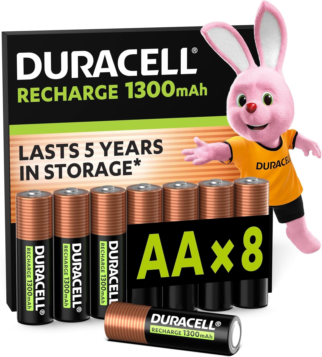 Detalle de Duracell AA Rechargeable Batteries (Pack of 8, 1300mAh NiMH) – Long-Lasting Power