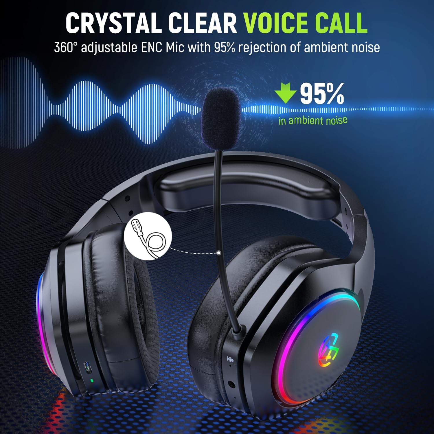 Detalle 2 de Tatybo Wireless Gaming Headset 40H+