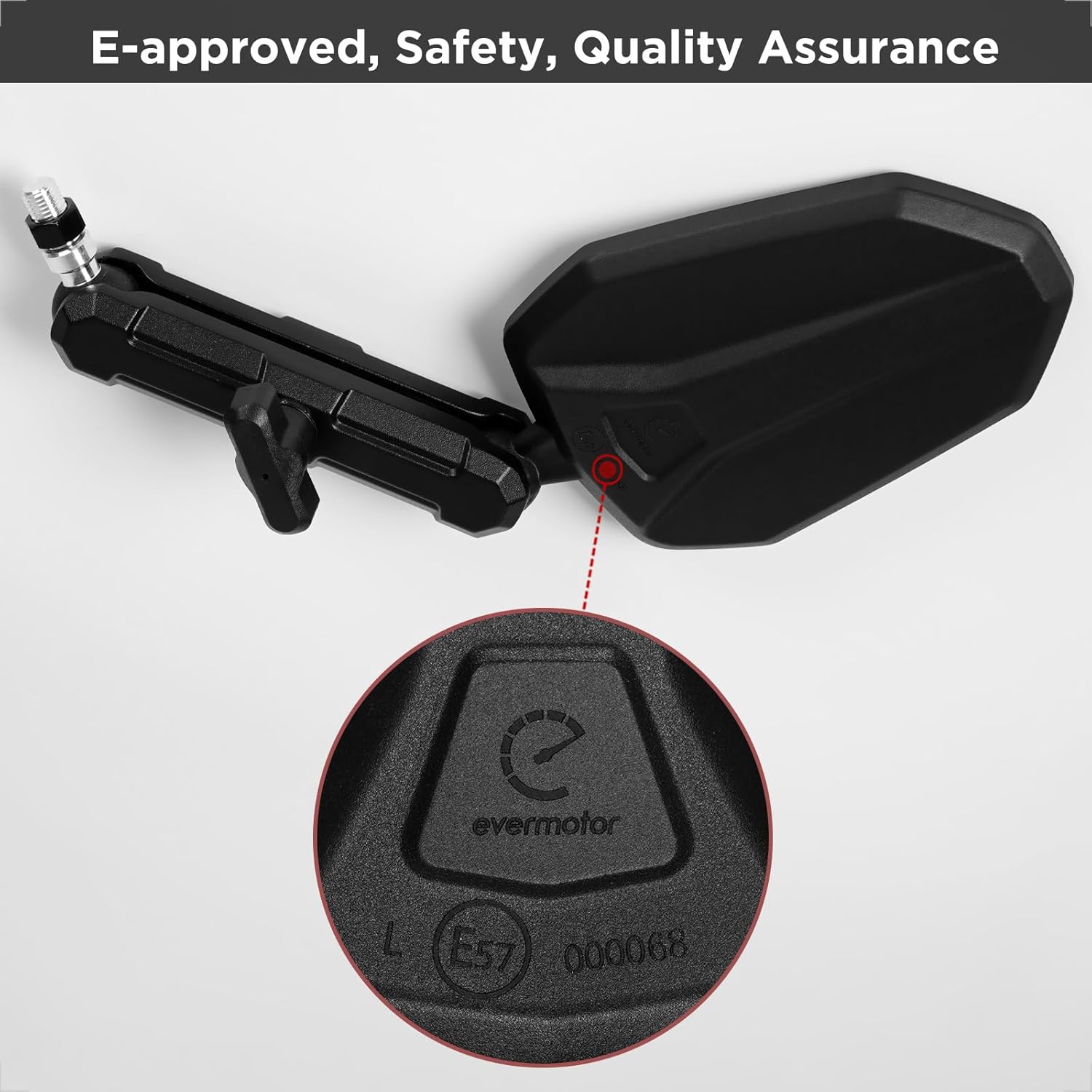 Detalle de Evermotor 360° Motorcycle Mirrors — E-Mark, 2-Pack