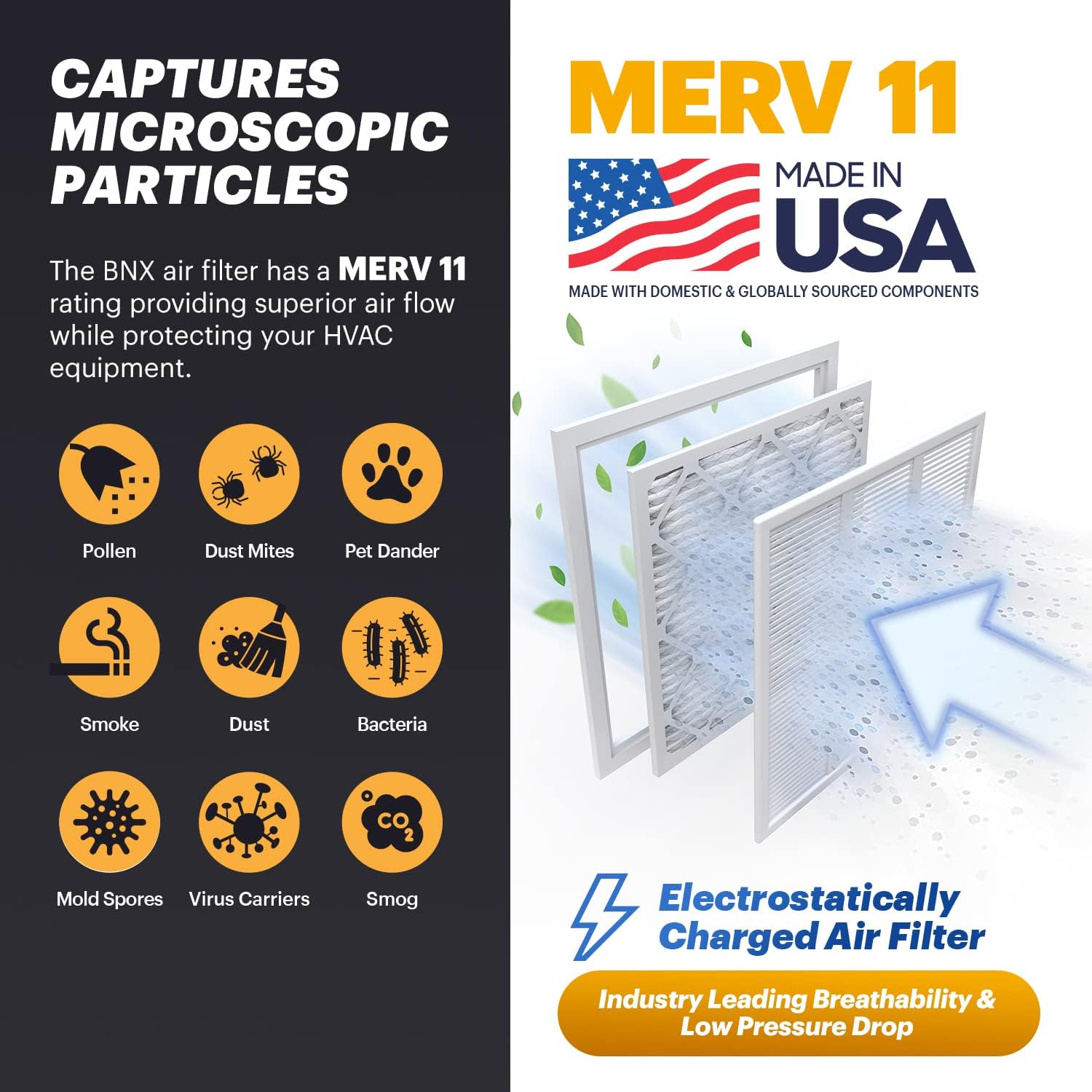 Thumbnail 2 de BNX TruFilter 20x25x1 Air Filter, MERV 11 (6-Pack) – Made in USA