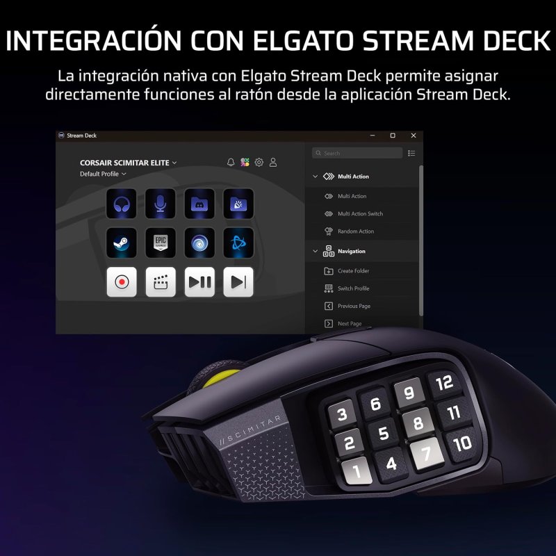 Thumbnail 2 de Corsair Scimitar ELITE WL SE ratón inalámbrico 33.000 DPI 🖱