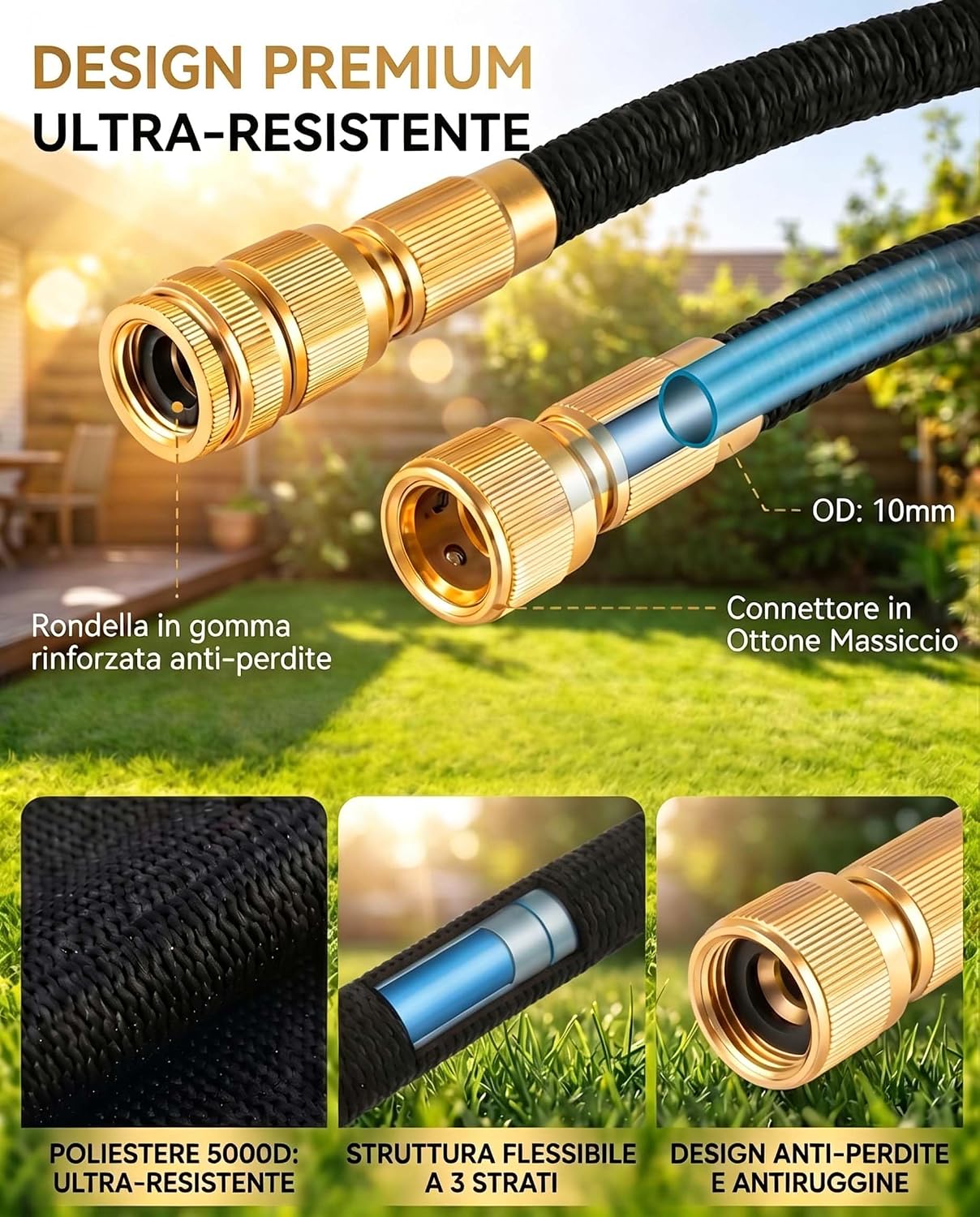 Thumbnail 2 de XIBALOM Tubo da Giardino Estensibile 15 m con 8 Funzioni e Pistola Acqua – Adattatore Universale