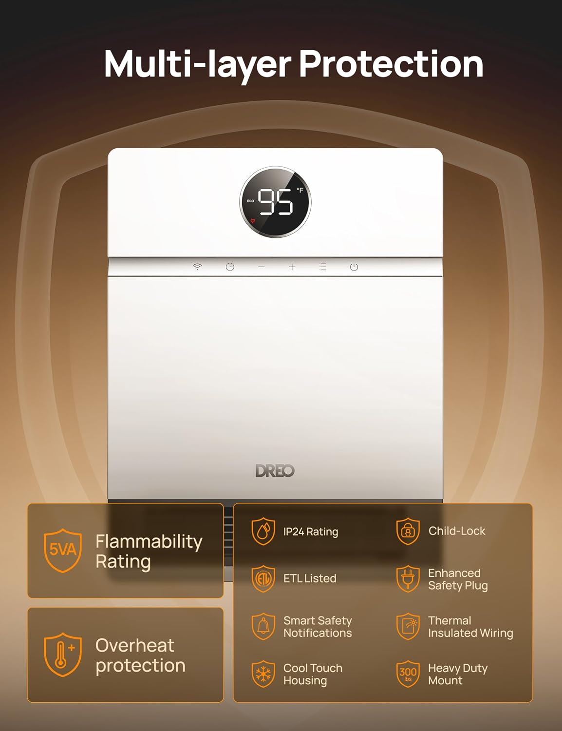 Thumbnail 4 de Dreo Smart Wall Heater 30° Oscillation