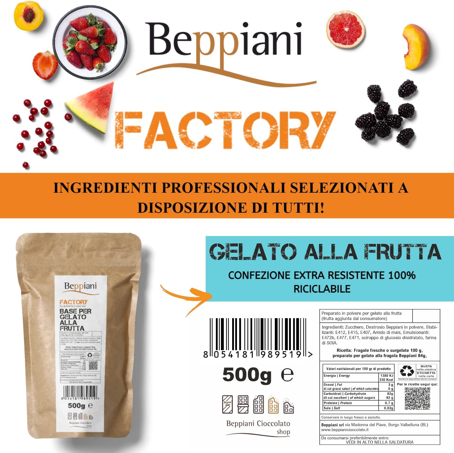 Thumbnail 4 de Beppiani Factory Preparato per gelato alla frutta: circa 25 porzioni, con o senza gelatiera