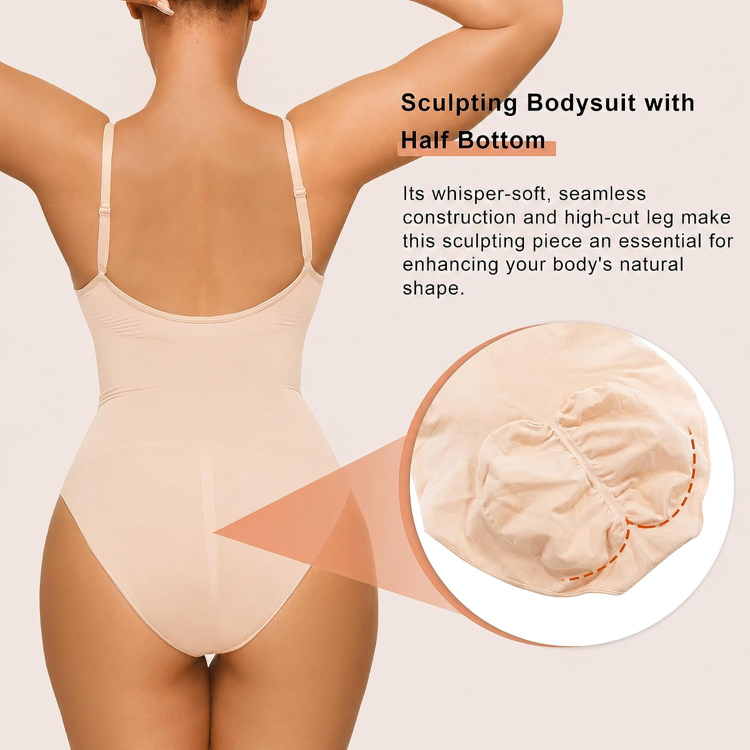 Detalle 2 de SHAPERX Women's Brief Shapewear Bodysuit with Seamless Tummy Control