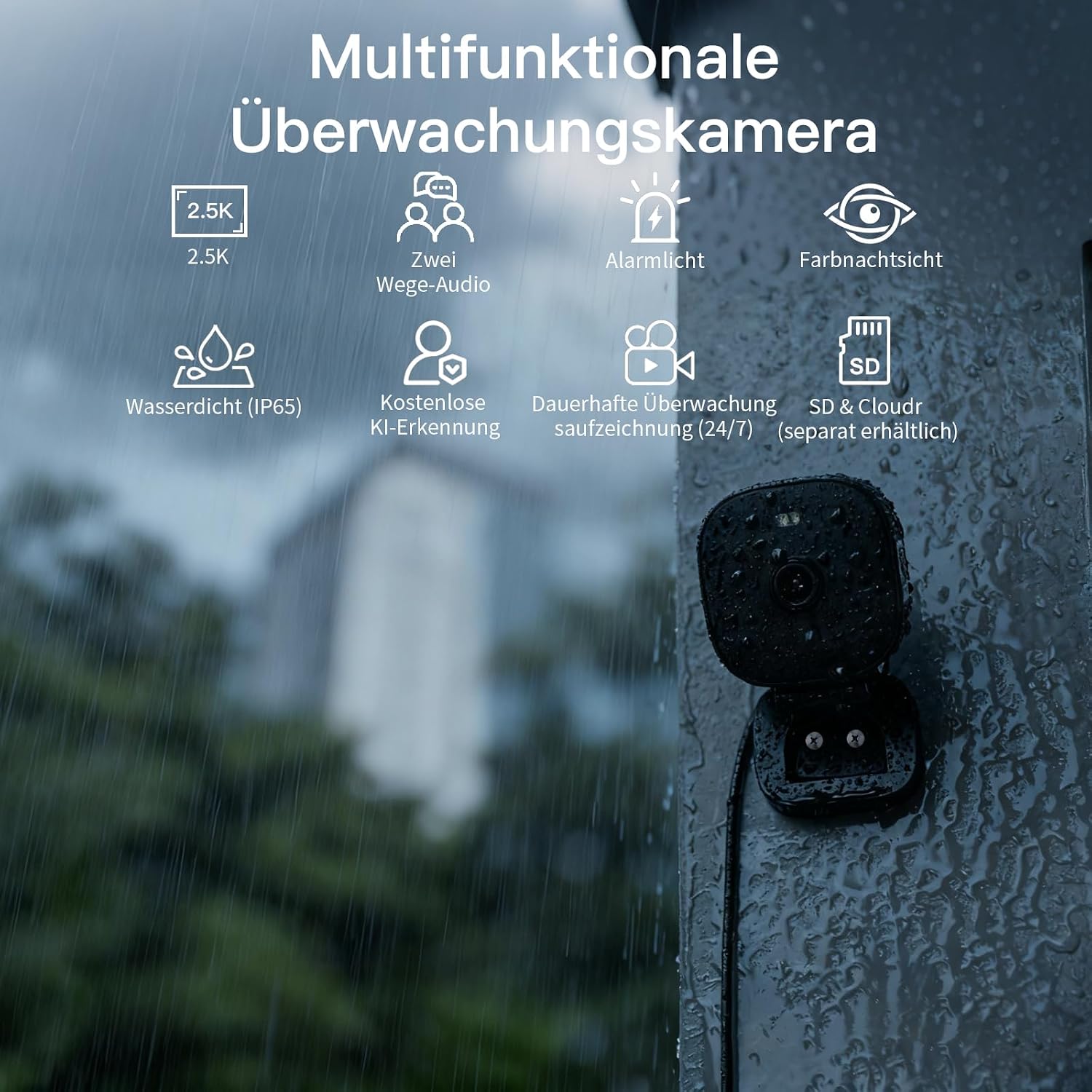 Detalle de VIM TAG 2,5K WLAN-Außenüberwachungskamera mit KI-Bewegungserkennung, 5G/WLAN, 2er-Set