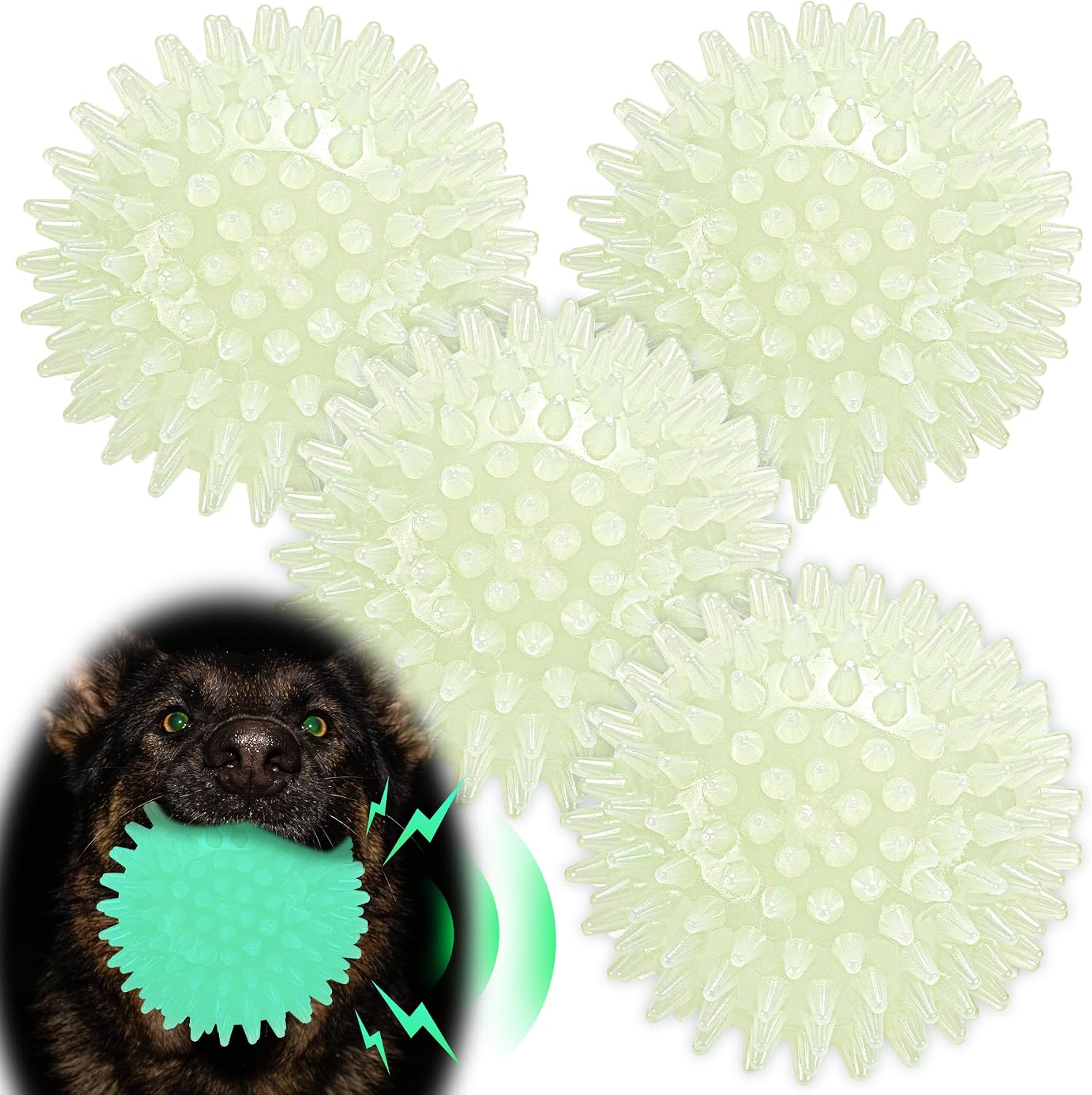 Detalle de LECHONG Glow in the Dark Dog Balls 4-Pack