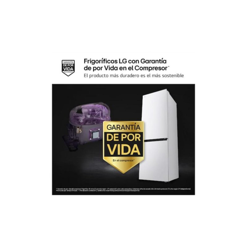 Detalle 2 de Frigorífico Combi LG GBBS312CSW No Frost 186 cm, 333 L, Blanco con WiFi IA