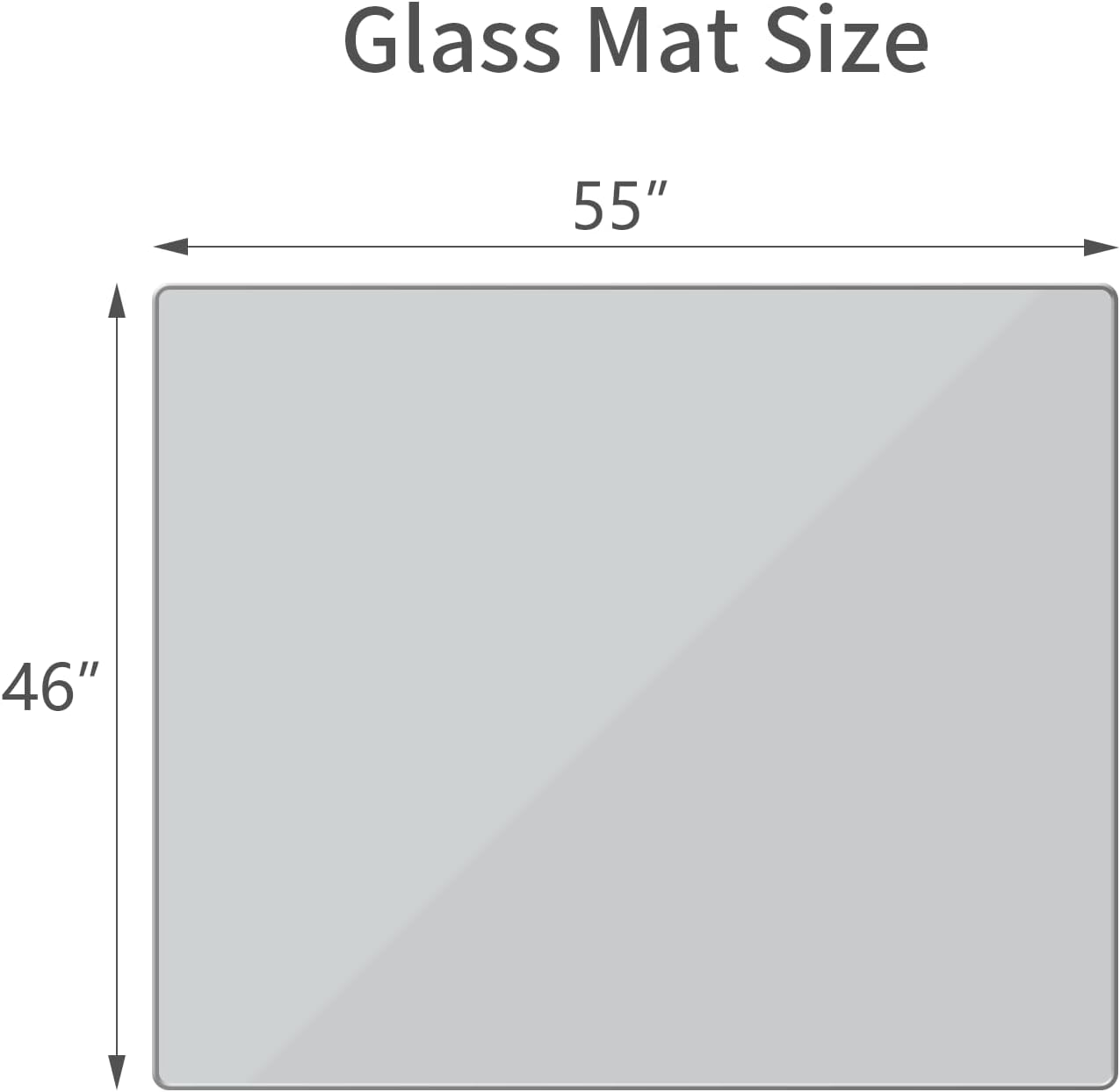 Detalle 2 de Koonmi K-GlassMat 4655-5MM Glass Chair Mat, 46 x 55-Inch Tempered Glass