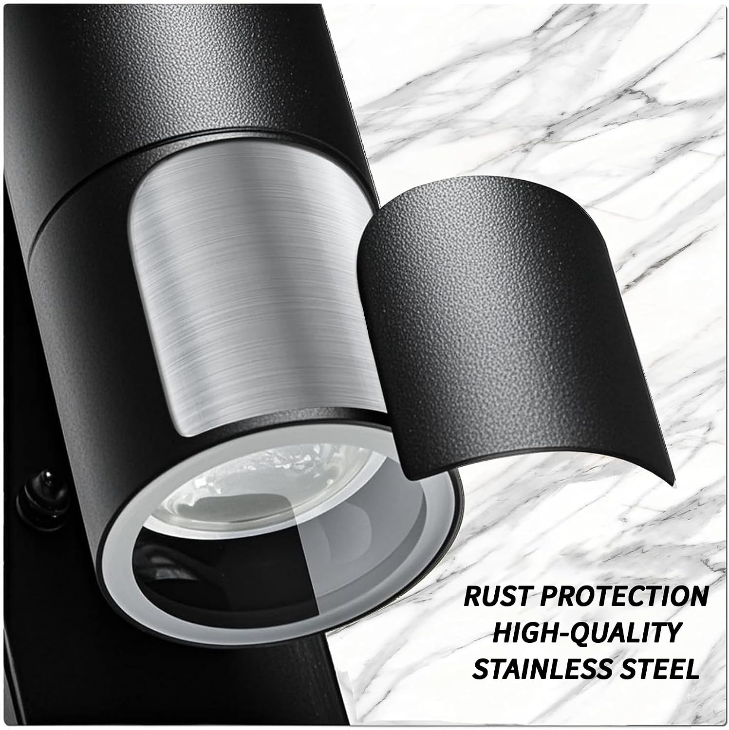 Detalle 2 de JNR buitenwandlamp met verstelbare PIR-sensor, IP54 en 2 GU10-ledlampen