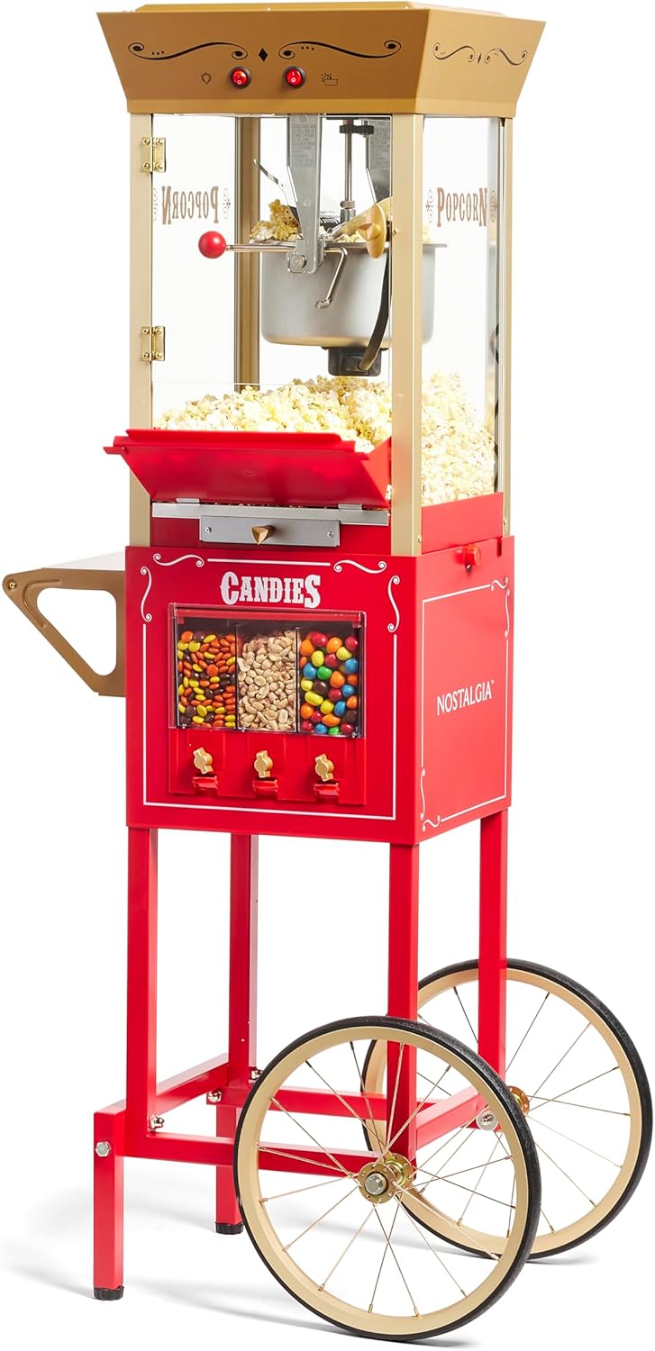 Thumbnail 5 de Nostalgia Coca-Cola Popcorn Maker Movie-Theater Style Cart (Red) with 2.5 Oz Kettle, 10-Cup Capacity