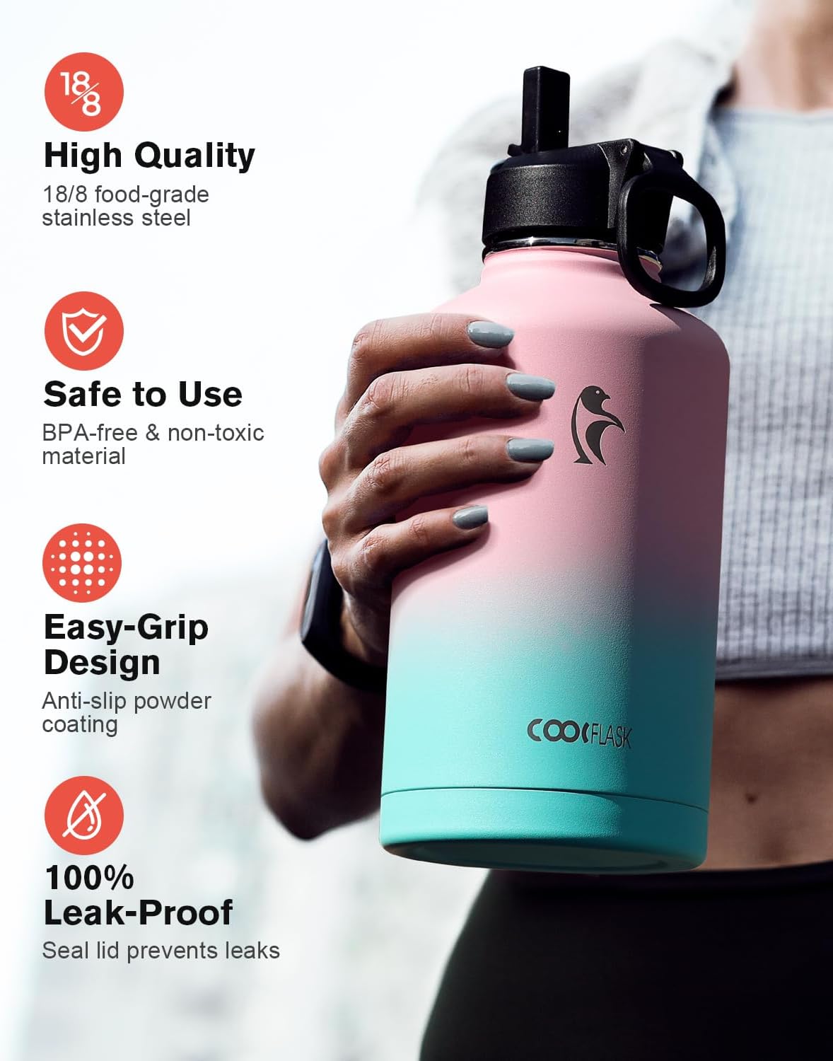 Detalle de Coolflask 64 oz Insulated Water Bottle