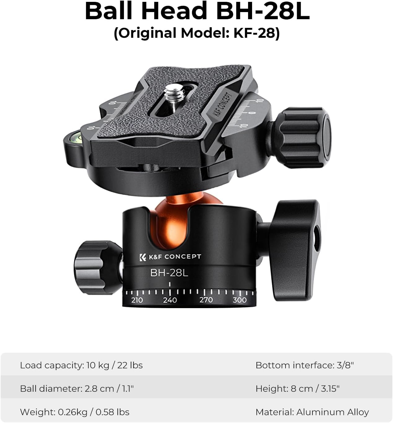 Thumbnail 3 de K&F CONCEPT 200 cm Stativ (78 inch) mit 90° Mittelsäule, Kugelkopf und 1/4-Zoll Gewinde für DSLR