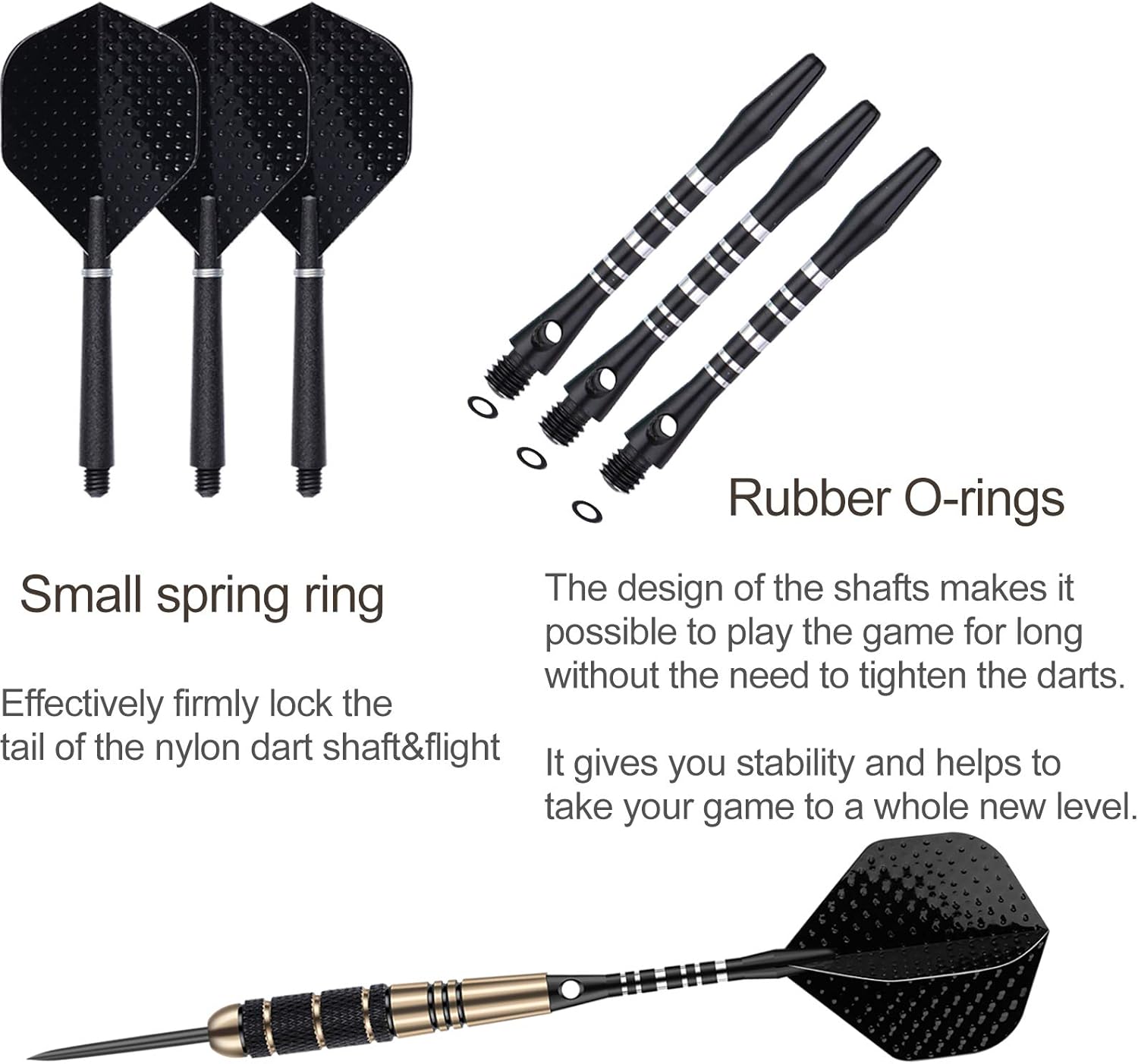 Thumbnail 4 de Sanfeng Professional Steel Tip Darts Set – 3 Pack (22–27g) with Brass Barrels and Complete Accessories