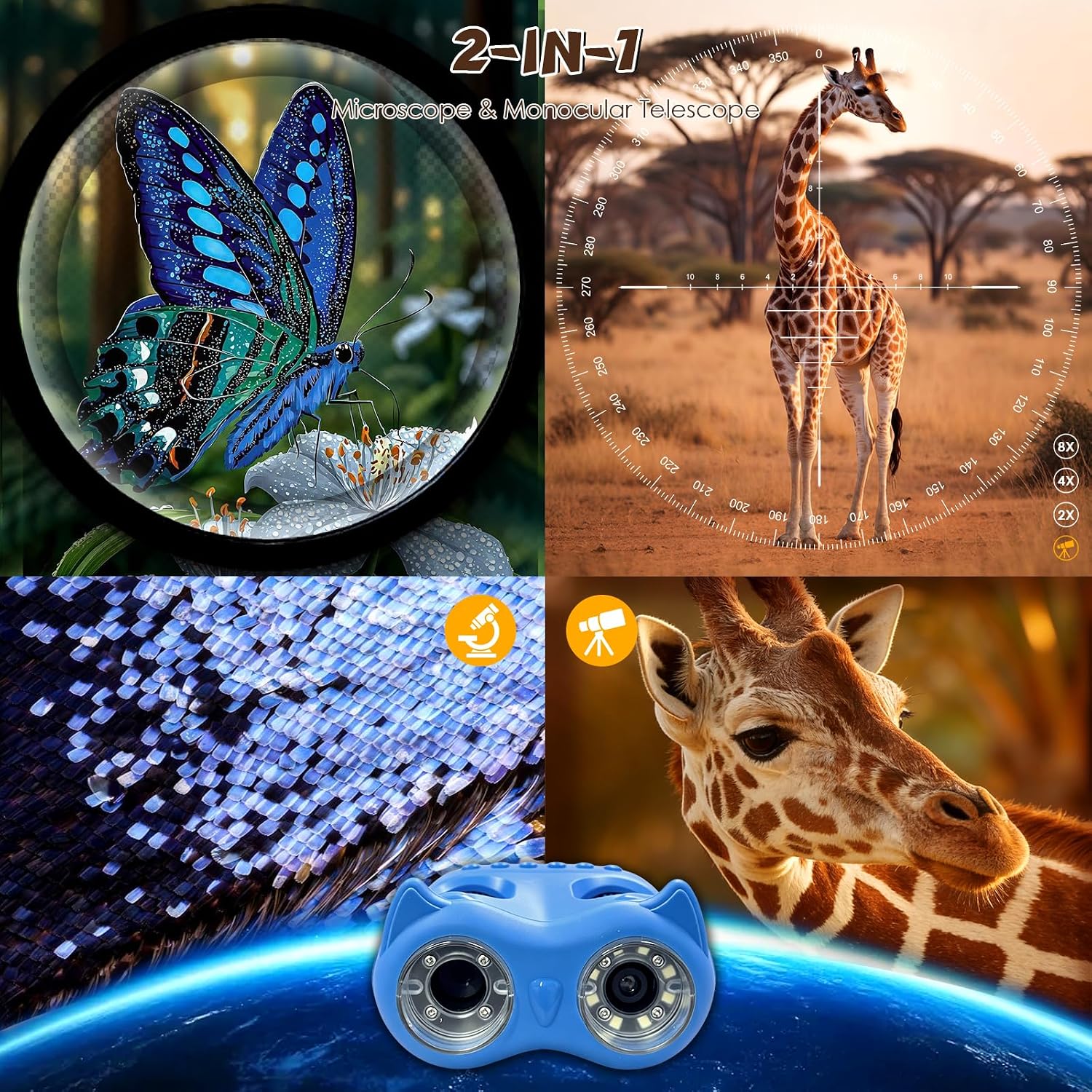 Detalle de ARNSSIEN 2 in 1 Microscopio Bambini e Telescopio: esplora micro e macro in un kit STEM per bambini