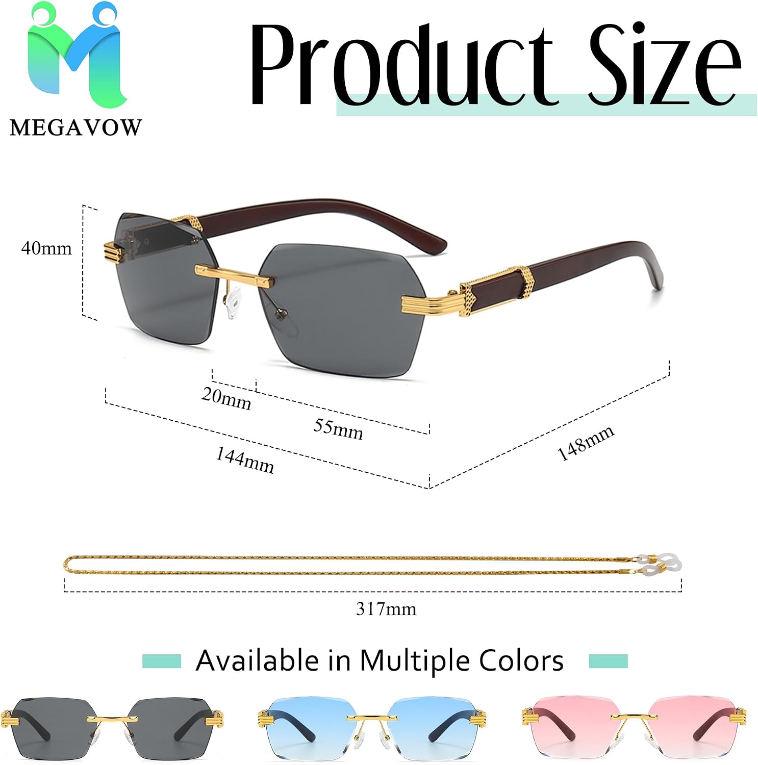 Thumbnail 3 de Lunettes de soleil MEGAVOW rectangle avec sangle