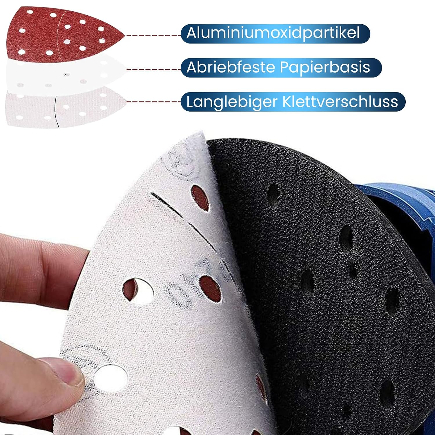 Detalle 2 de Dreieckschleifer Schleifpapier Set 40–400 100 Stück