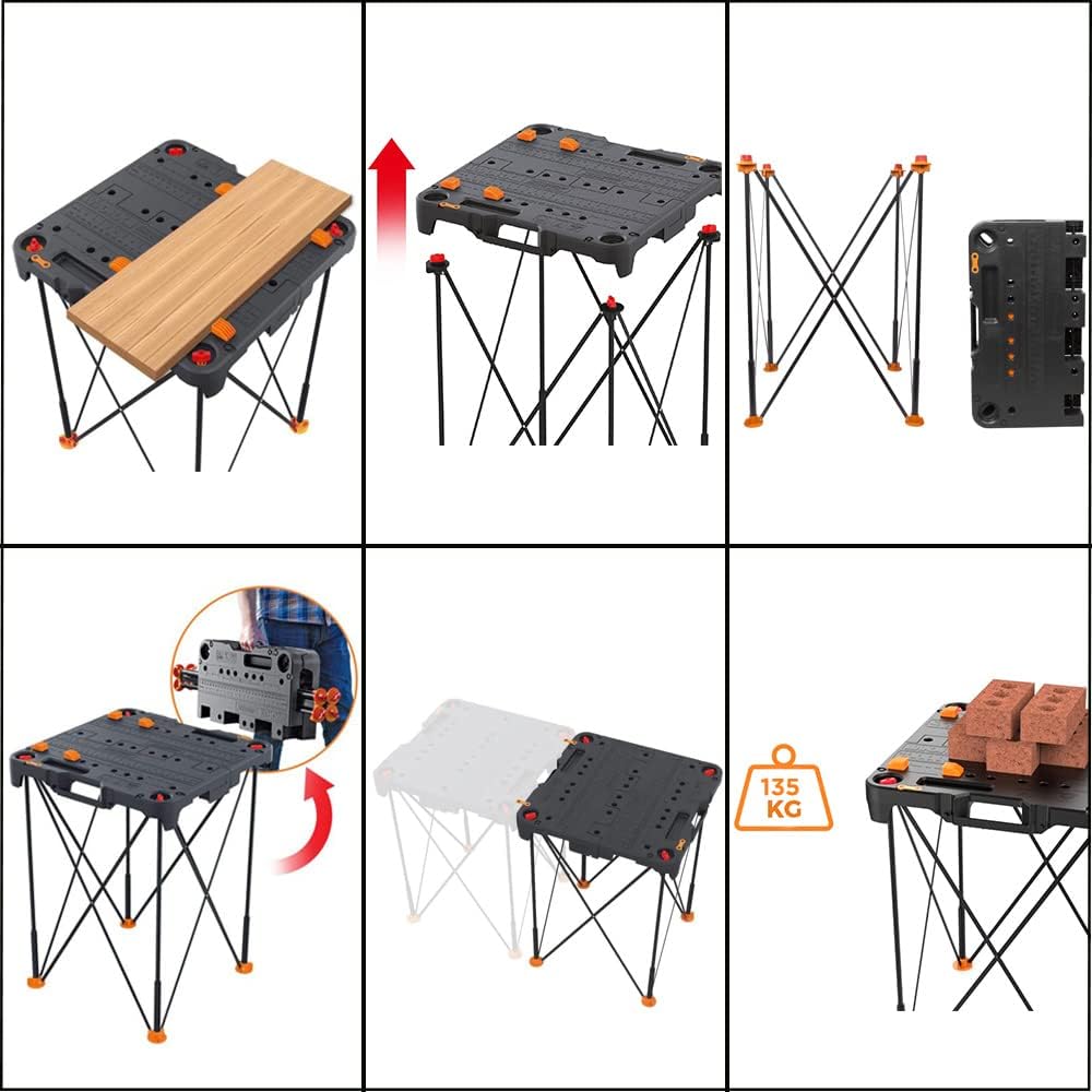Detalle de WORX Table de Travail Pliable Sidekick WX066 — robuste, portable et polyvalente