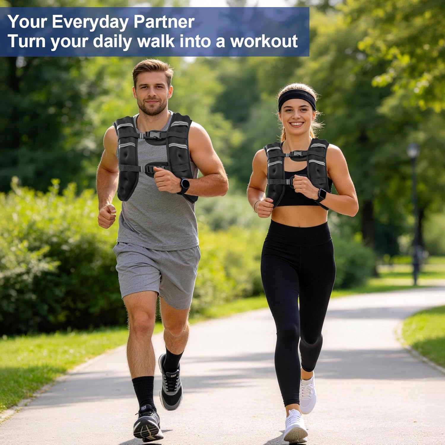 Thumbnail 1 de Zikopomi Weighted Vest – Adjustable 6–30 lb Vest with Reflective Stripes for Weight Training and Running