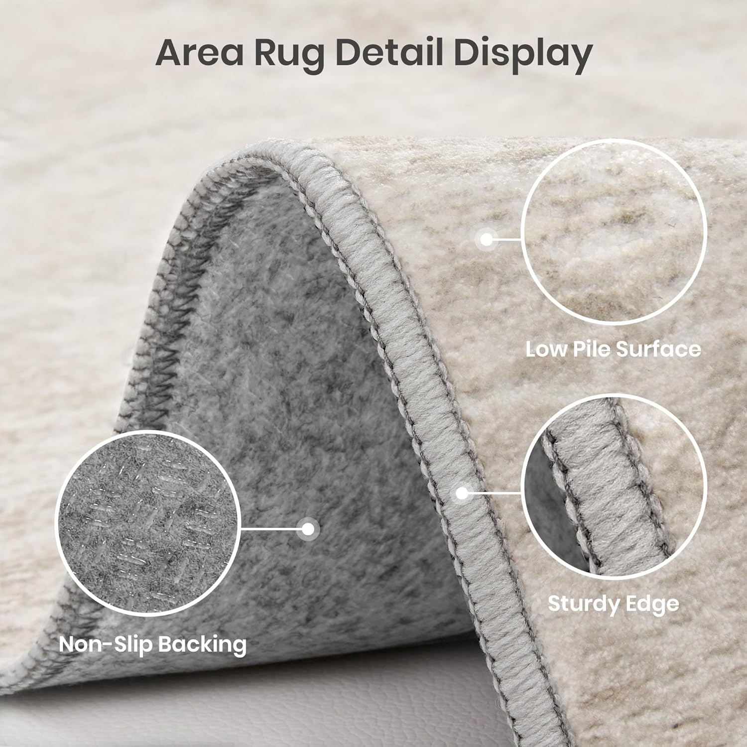 Thumbnail 3 de Valenrug Washable Rugs 6x9 (Beige) — Ultra-Thin Stain Resistant Machine Washable Area Rug, 0.25" Low Pile