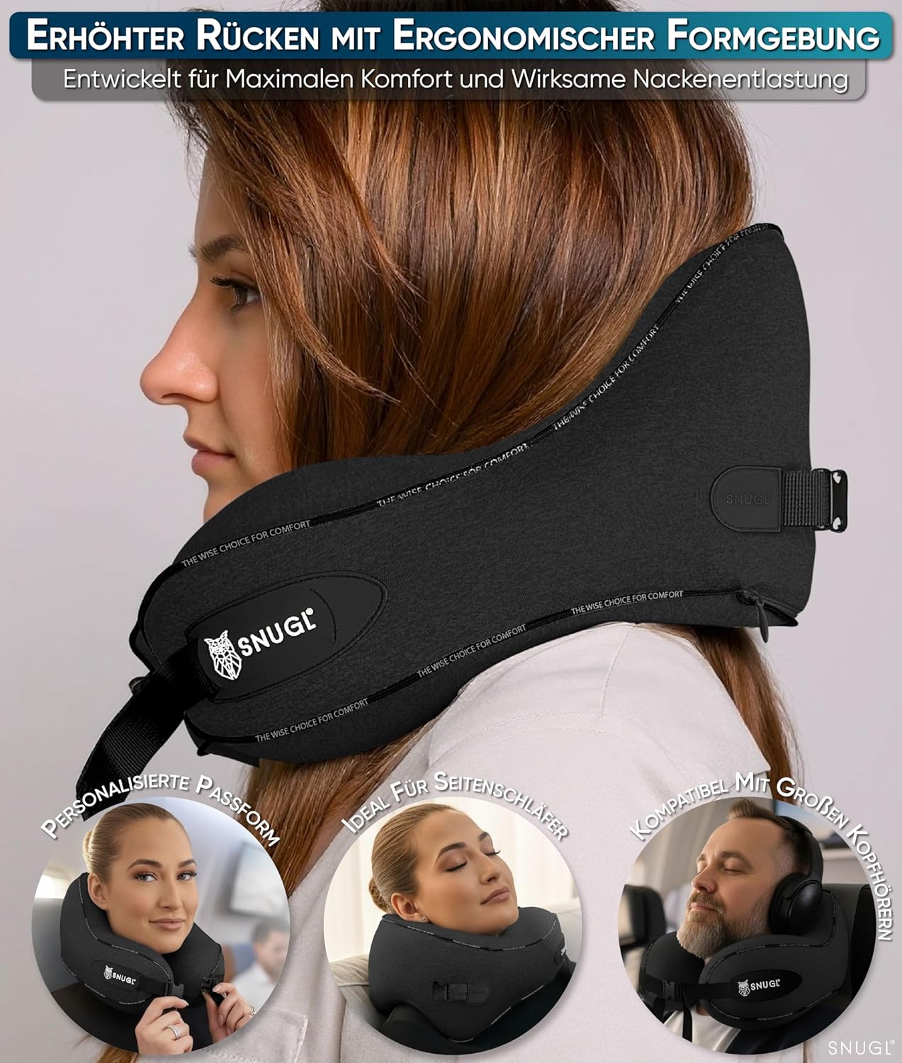 Detalle 2 de SNUGL Nackenkissen Memory Foam für Reisen