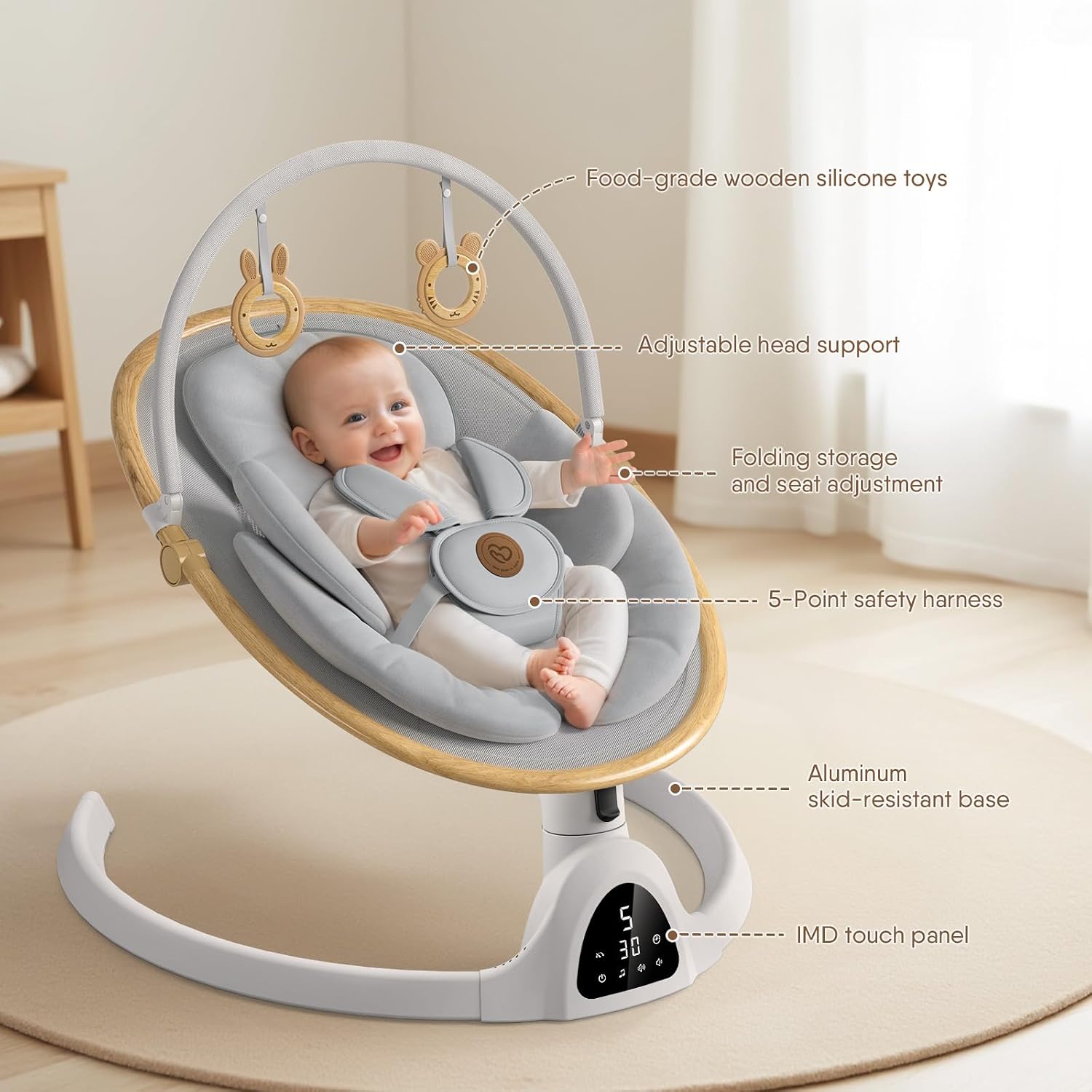 Detalle 2 de Fasonbaby Infant Swing with 3 Seat Positions