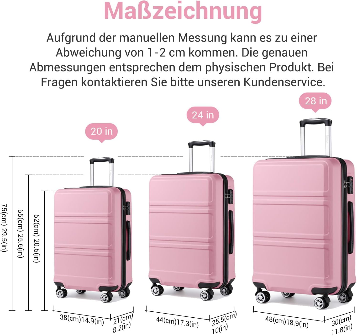 Thumbnail 1 de Kono Koffer Trolley Reisekoffer aus ABS+PC – leichter Hartschalenkoffer mit 4 Zwillingsrollen und TSA-Schloss
