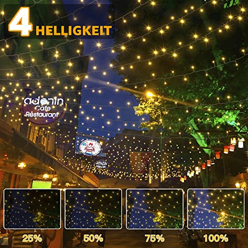 Detalle de Ollny Außen-Lichterkette 40/80 m – 400 LED, IP44, dimmbar, 8 Modi, Timer