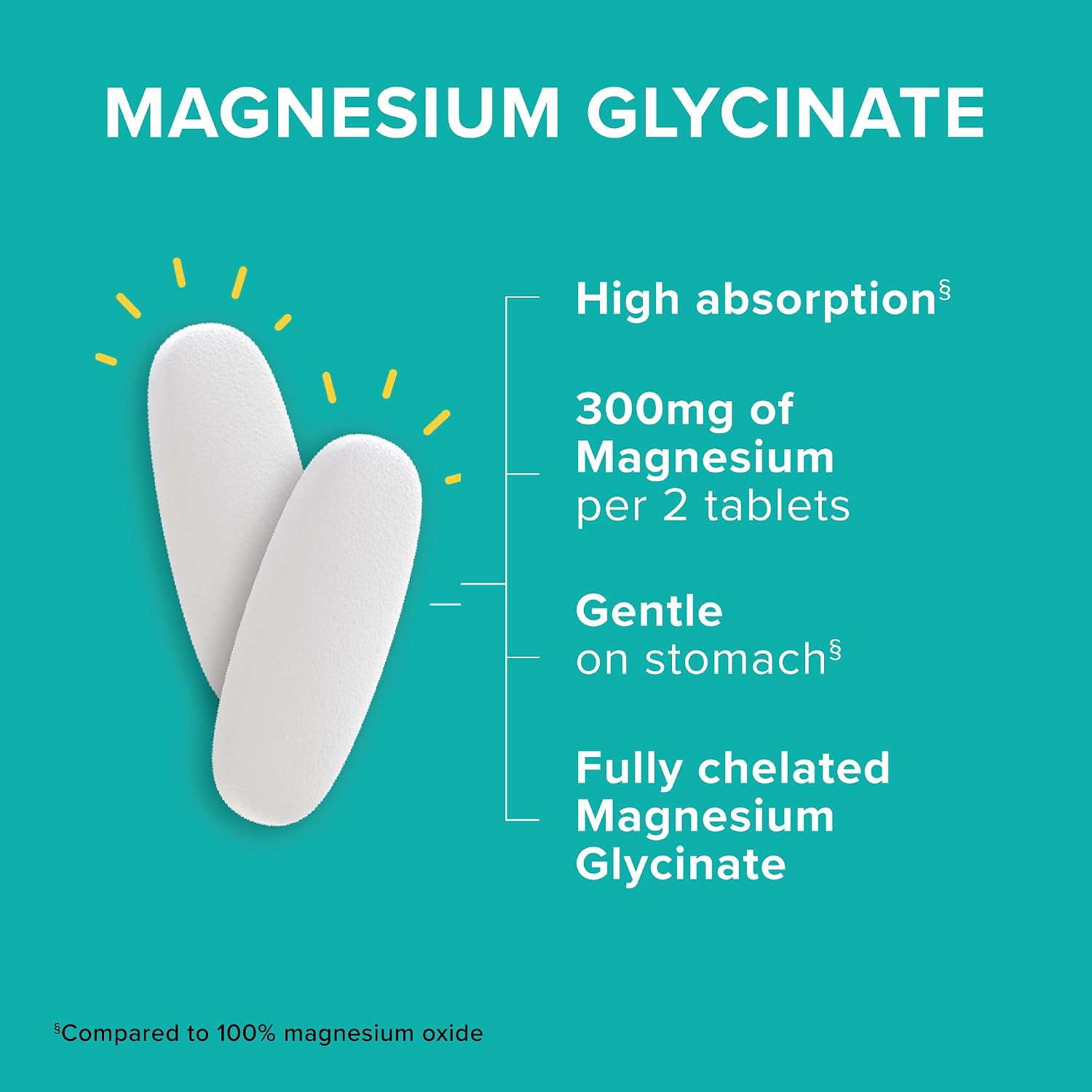 Detalle de Qunol Magnesium Glycinate Tablets, 300 mg, Fully Chelated, 90 Count