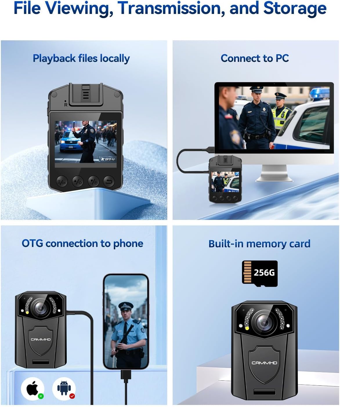 Thumbnail 3 de CAMMHD Z3-256G bodycam per Polizia 1440P con grandangolo 130° e visione notturna