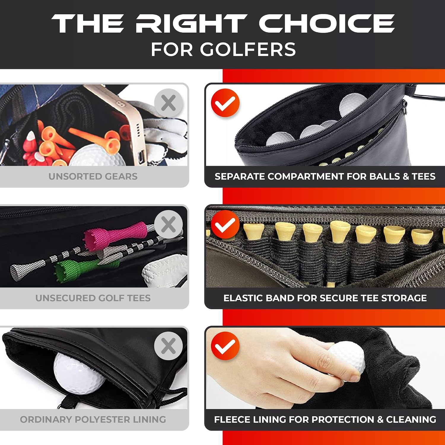 Thumbnail 4 de Swiftee Golf Valuables Pouch with Zip, Fleece Lining & Carabiner Clip
