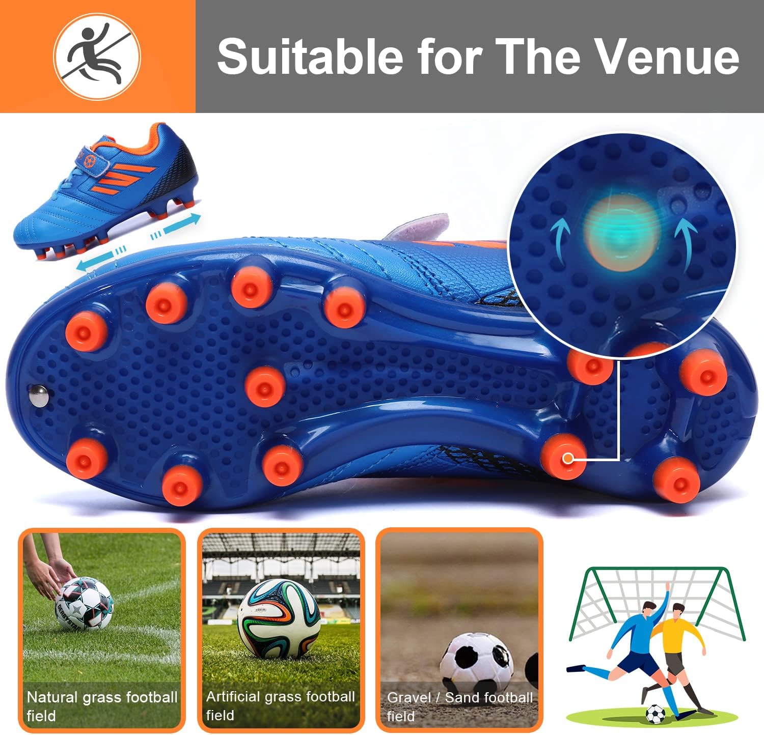 Detalle de Mitudidi Fußballschuhe Kinder – Unisex Hallen- und Outdoor-Fußballschuhe