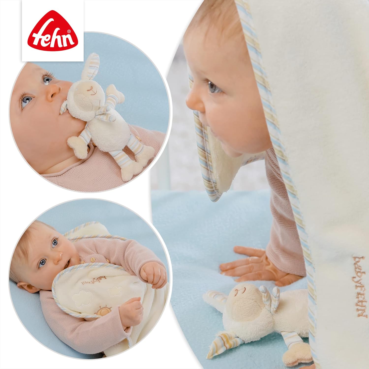 Detalle 2 de Fehn Kuscheldecke Schaf – Kuschelige Babydecke und Schmusetuch für unterwegs