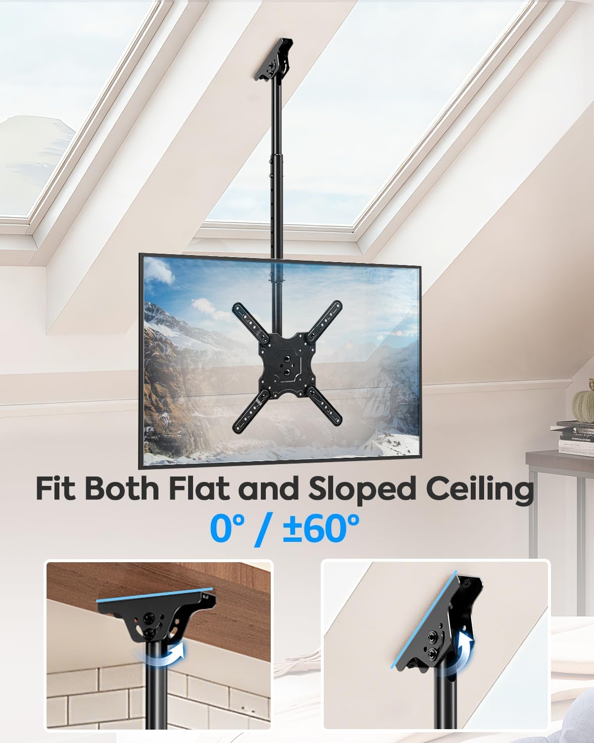 Thumbnail 4 de MOUNTUP MU0039 Ceiling TV Mount for 24''–65'' TVs with Full Motion and Height Adjustment