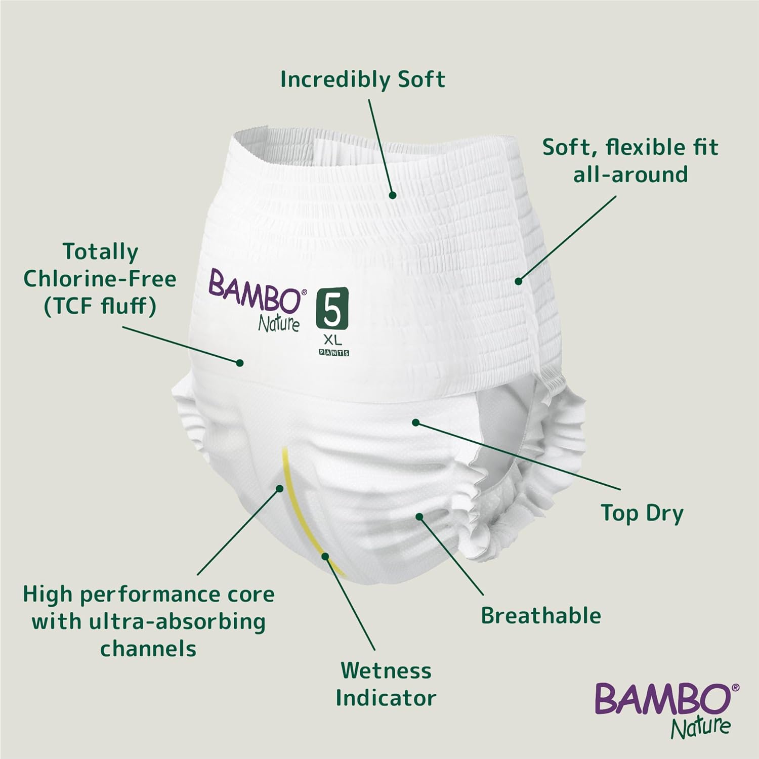 Detalle de Bambo Nature Premium Training Pants (Pull Ups), Size 5 (12–18 kg) – XL, 95 pack