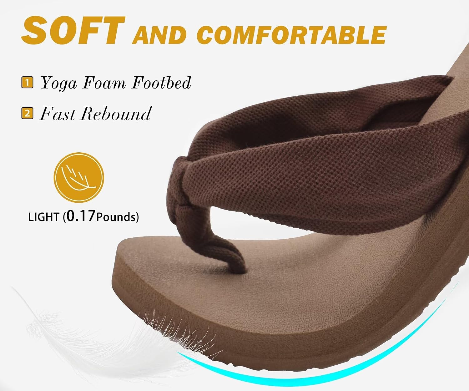 Detalle 1 de KuaiLu Flip Flops for Women with Arch Support Sandals
