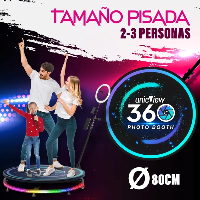 Thumbnail 1 de UnicView Photo Booth 360 para 2-3 Personas 🎉 Iluminación RGB LED