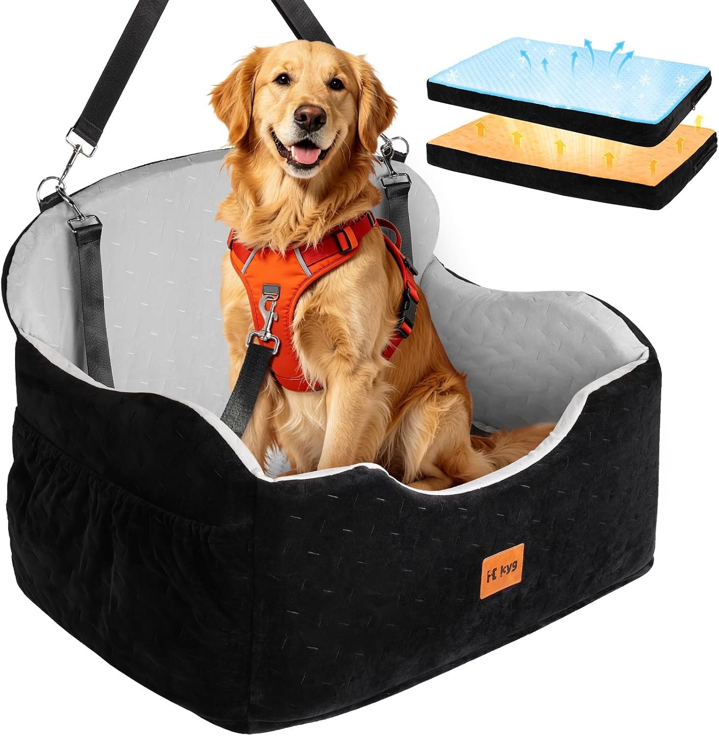 Detalle de KYG Dog Car Seat for Back Seat – 2-in-1 Booster Pad & Washable, for Medium to Large Dogs