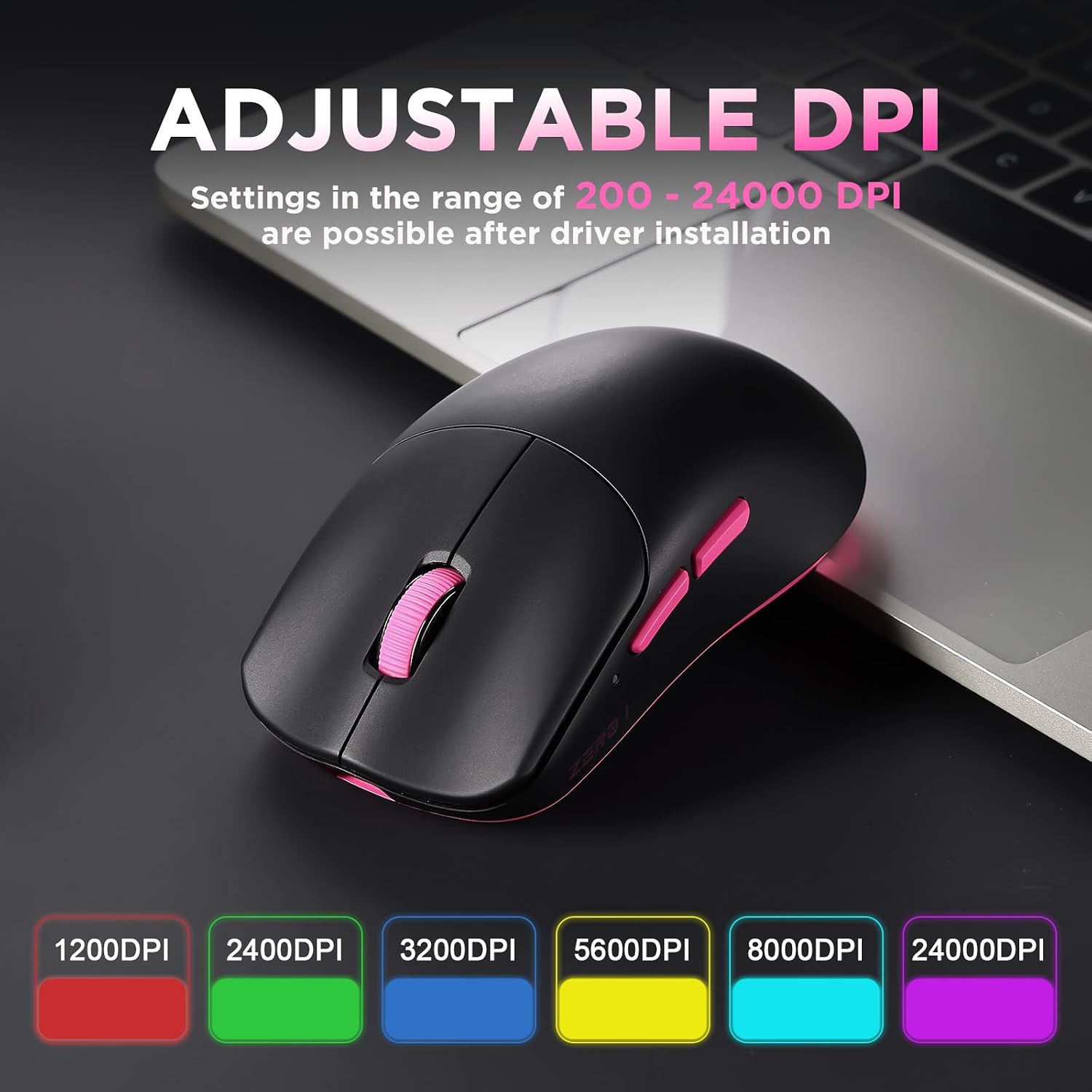 Detalle 2 de MIKIBY Zero1 Pro Wireless Gaming Mouse, 55g, Tri-Mode, 6 Buttons