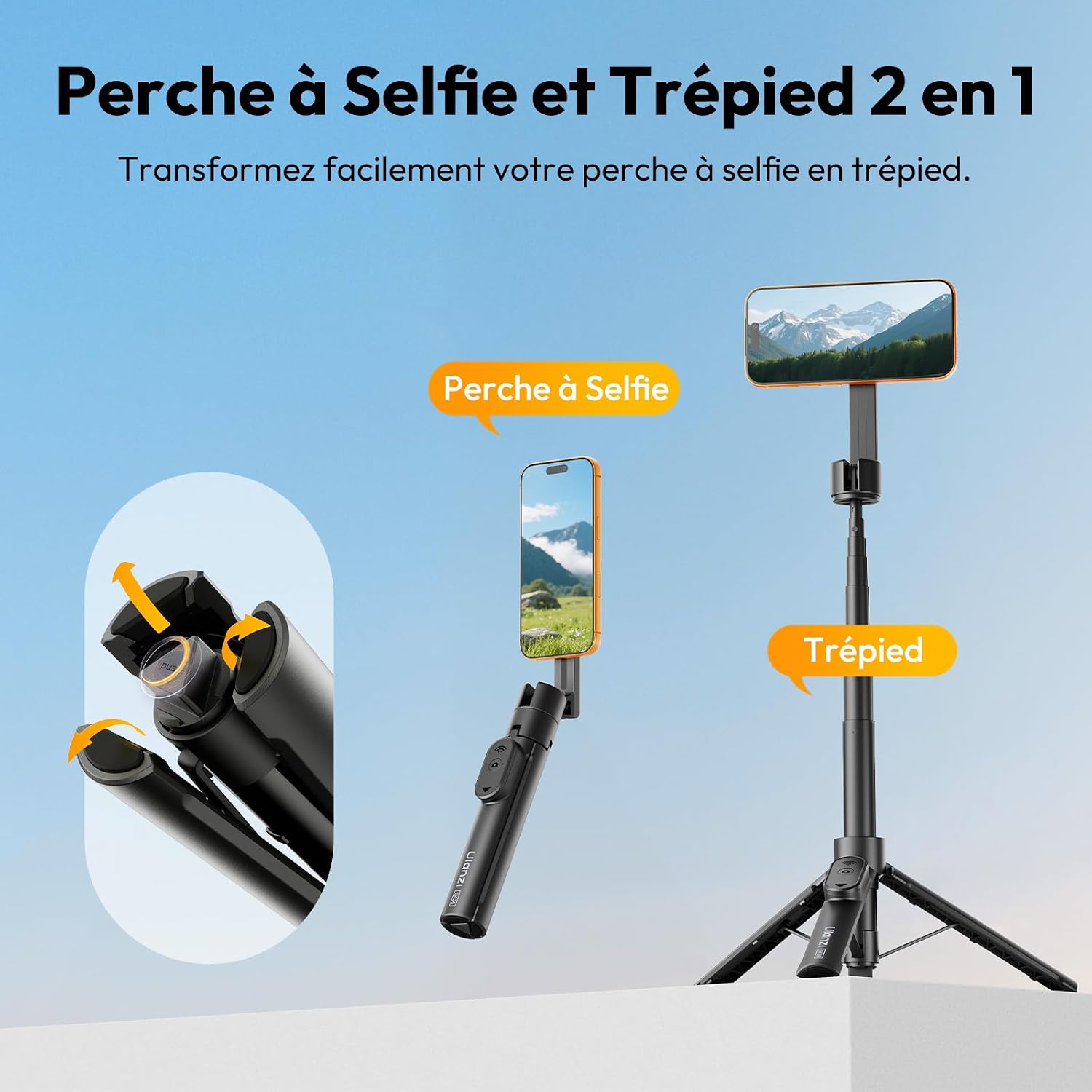 Detalle 2 de ULANZI SK26 trépied magnétique pour selfie (113 cm) avec télécommande Bluetooth
