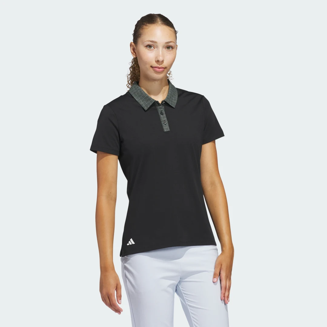 Detalle de Polo de golf Adidas Ultimate365+ Butterspun Grid Negro