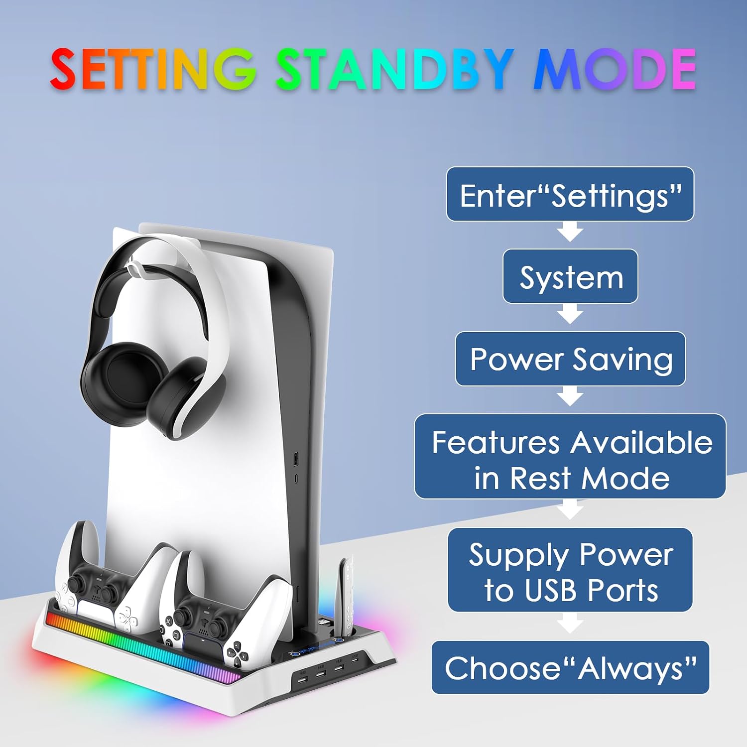 Thumbnail 6 de PS5/Slim/Pro Cooling Station with RGB Controller Charger