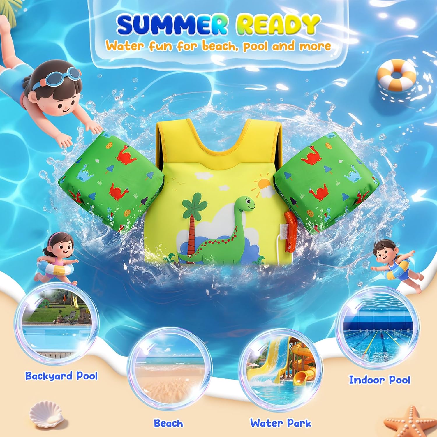 Thumbnail 3 de MoKo Toddler Swim Vest for Kids: Secure, Adjustable Water Wings for Learn-to-Swim Safety