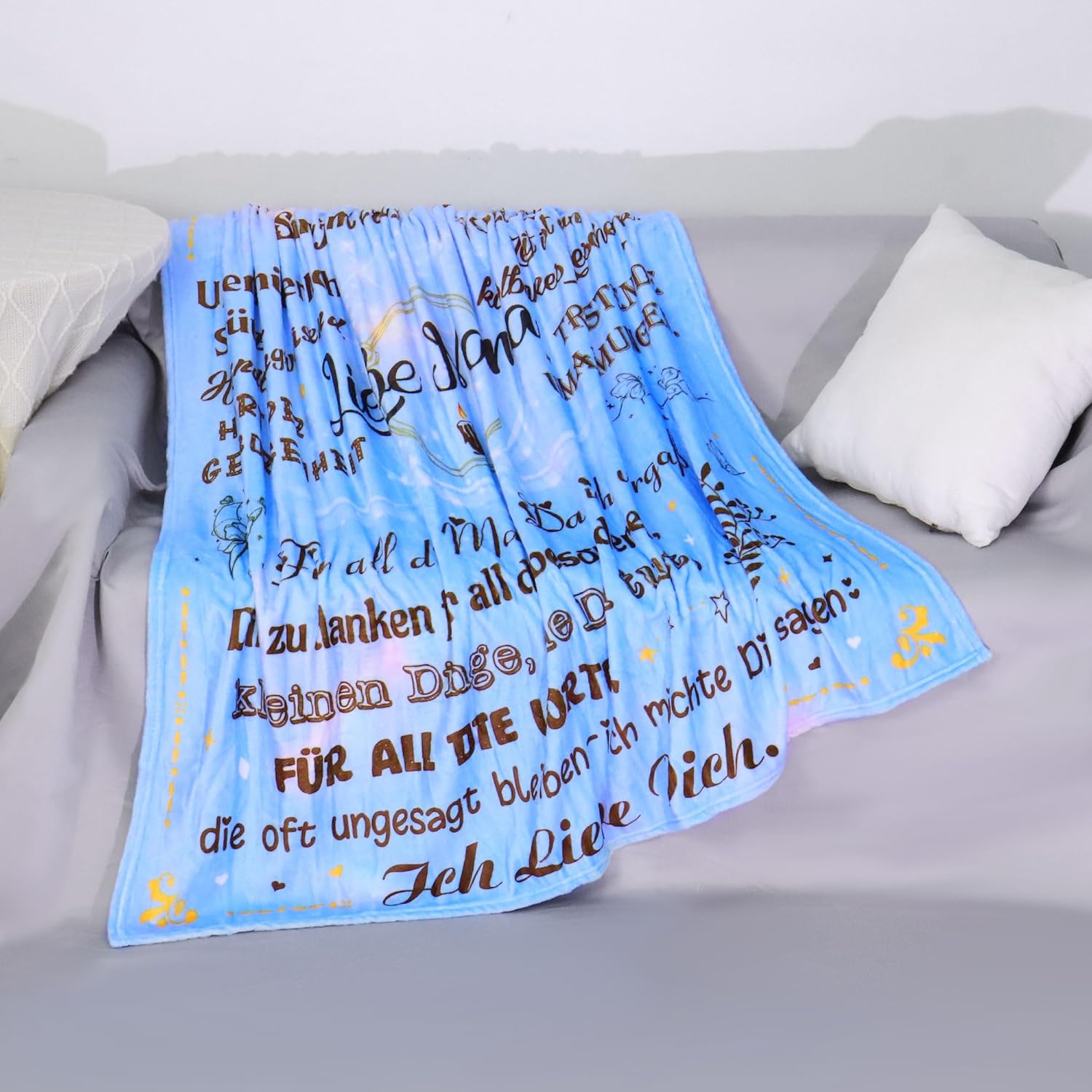 Thumbnail 3 de ACAROMAY Dankbarkeitsdecke für Mama – personalisierte Kuscheldecke 150x130 cm aus Flanell