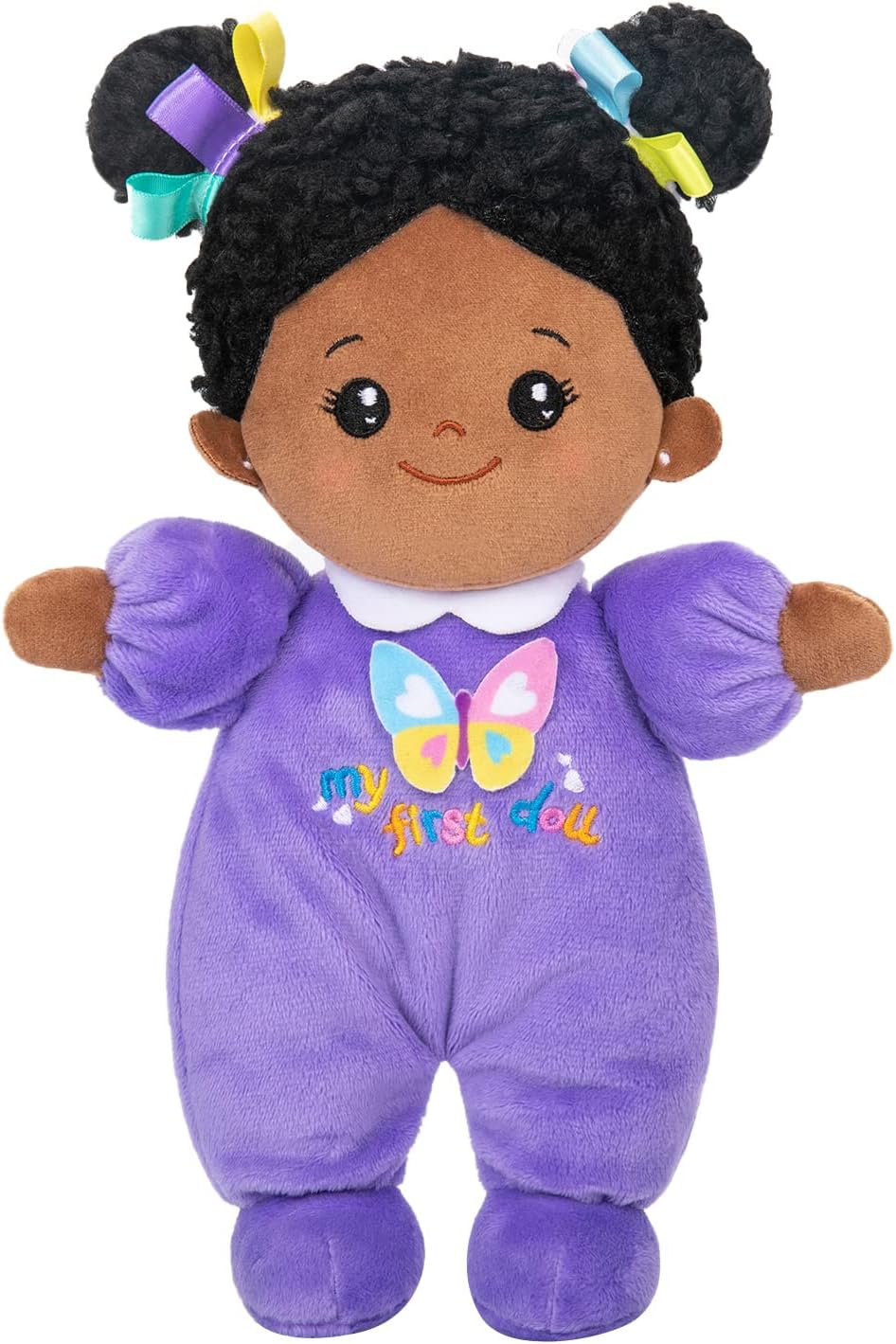 Detalle de OUOZZZ 25cm Black Rag Doll – Washable Soft Baby Doll for Girls