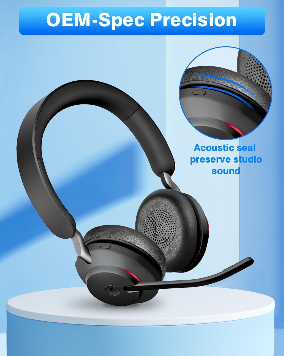 Thumbnail 5 de Link Dream Replacement Earpads for Jabra Evolve2 65 / Evolve2 40 / Elite 45h (Black) – Soft protein leather cushions