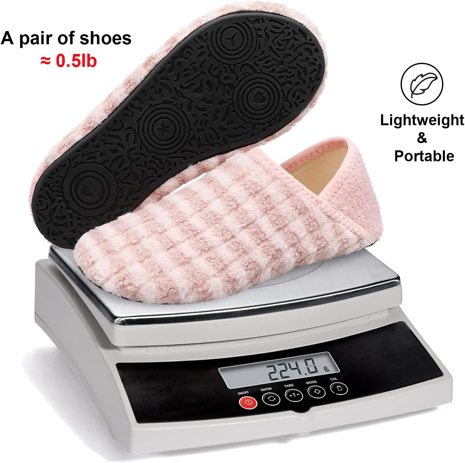 Detalle de Fires Slip-On Slippers with Textured Rubber Soles, Washable Unisex House Shoes