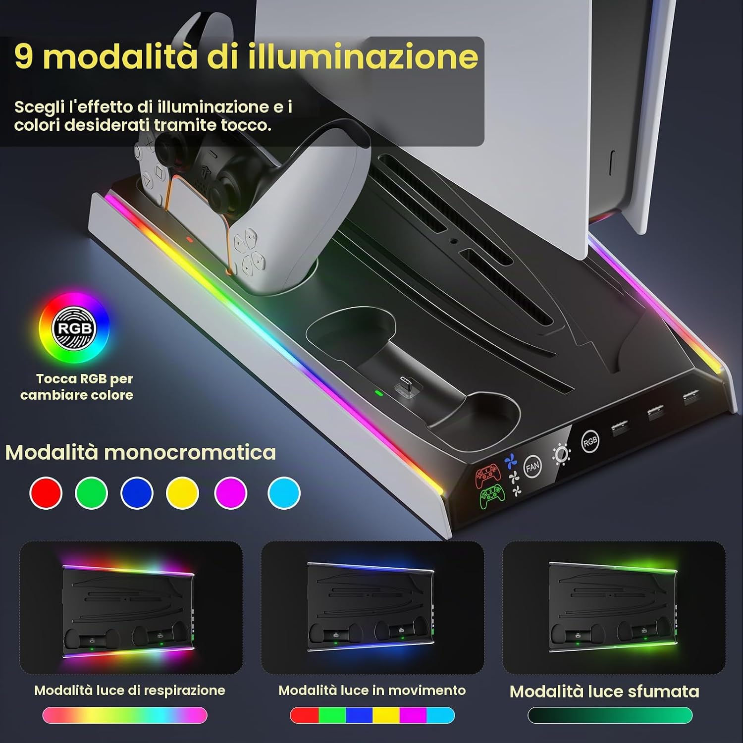 Detalle de Fenolical Supporto PS5 Slim con Ventola 3 livelli
