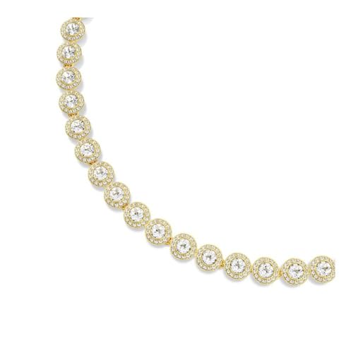 Detalle 2 de Swarovski Una Angelic Tennis Halskette – Weiße, vergoldete Damenkette mit Rundumlaufenden Kristallen, 38–41 cm